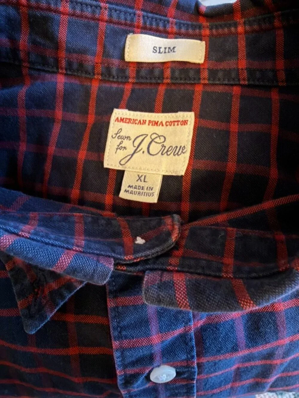 Men’s J.Crew Slim Plaid Button Down Shirt XL